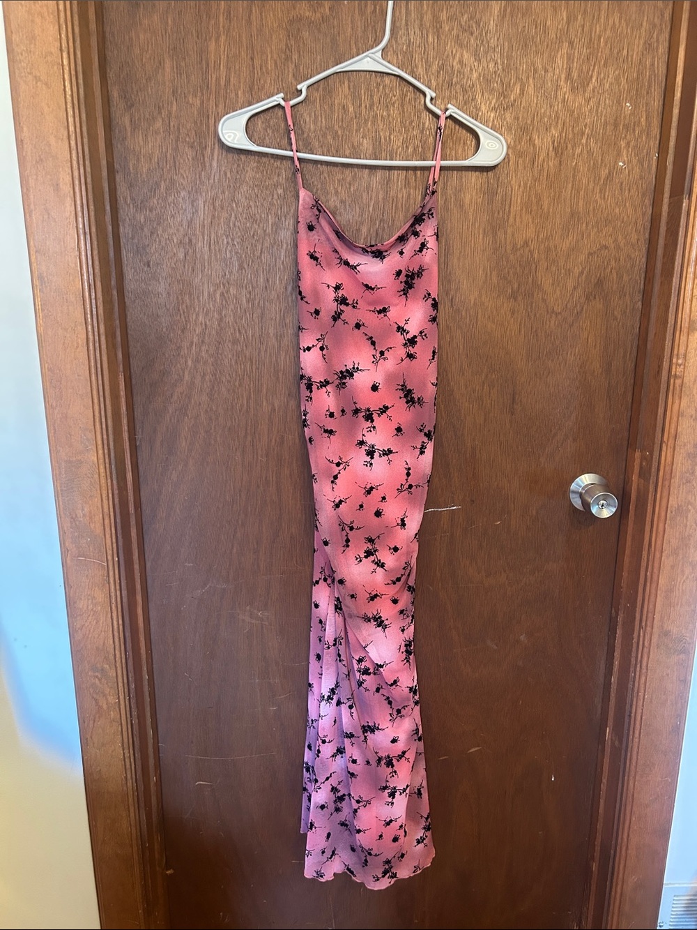 Pink Floral Cowl Slip Maxi Dress